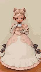 Princess Lalafell Drinking Tea Final Fantasy Xiv GIF