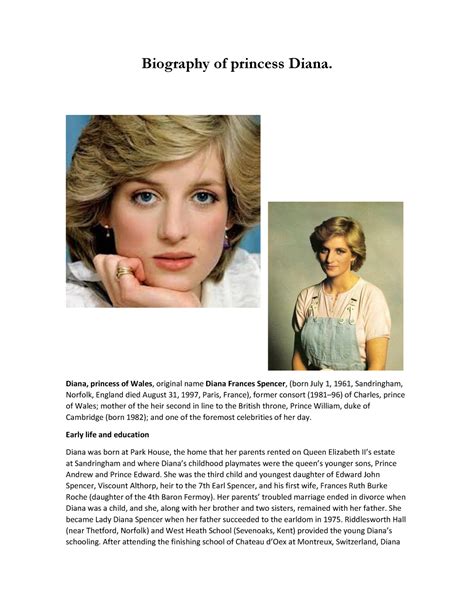 Princess diana biography information