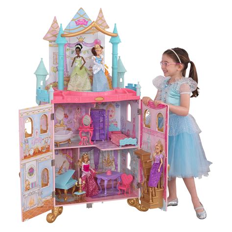 Princess doll house. The amazing Magical Adventures Castle is the ultimate Disney Princess doll-house! Standing 122cm and featuring 360 degree play and magical lights and sounds, the castle includes 10 play areas, each inspired by a Disney Princess character. Kids will delight in finding 3 levels of play, a slide and pool, and 25+ furniture and accessories. 