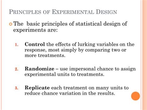 Principles Design In Experimental Statistical