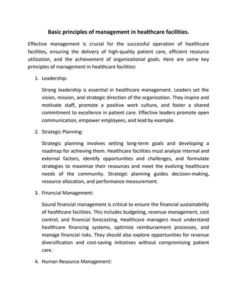 Principles Of Facilities Management