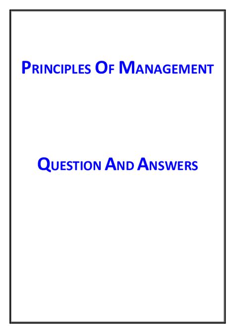 Principles Of Management Questions And Answers