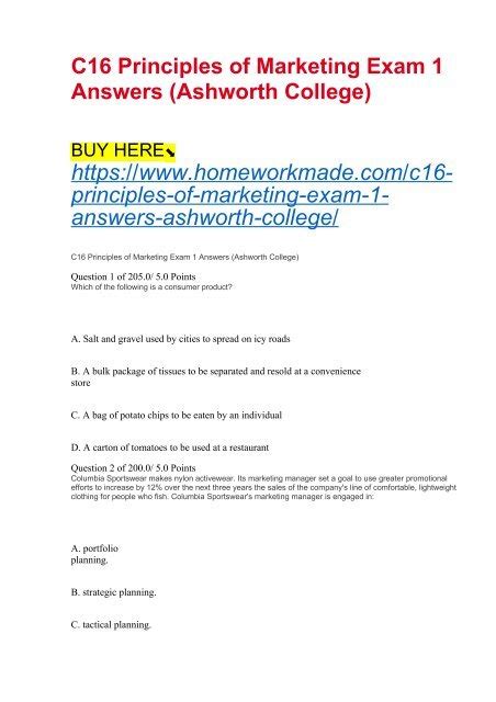 Principles Of Marketing Exam 1. Principles of Marketing Test 1 Melissa Moore. 