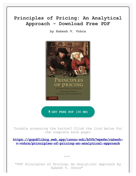 Principles Of Pricing An Analytical Approach
