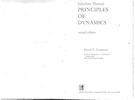 Principles of dynamics 2nd greenwood solution manual. - Pensamiento agrario en la constitución de 1857..