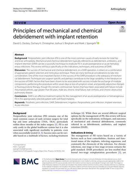 Principles of mechanical and chemical debridement with implant retention