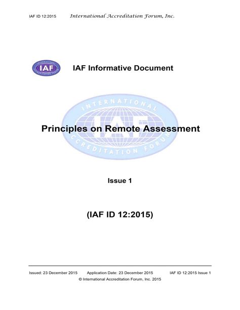 Principles on Remote Assessment - IAF