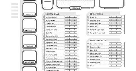 Print Friendly Character Sheet swrpg