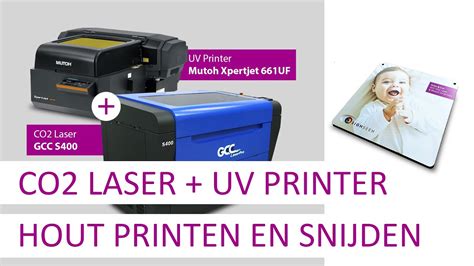 Print en Cut UV printer en CO2 laser op hout - YouTube