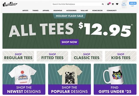 Print on demand website template.  The list includes: Threadless Socie...
