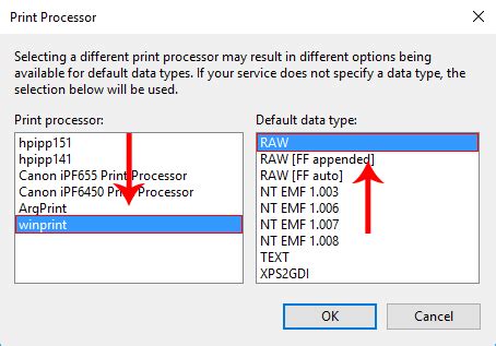 Print processor raw ff appended
