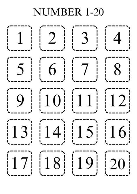 Printable 1 20 Numbers