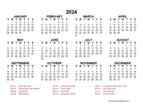 Printable 2024 Calendar Template - Etsy Singapore