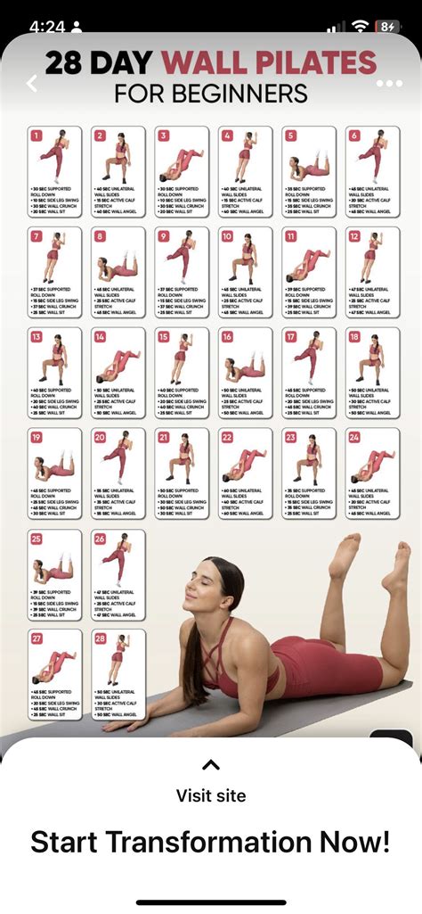 Printable 28 Day Wall Pilates Challenge