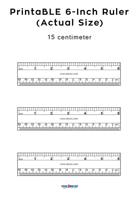 Printable 6-Inch Ruler - Actual Size Cool2bKids - Pinterest