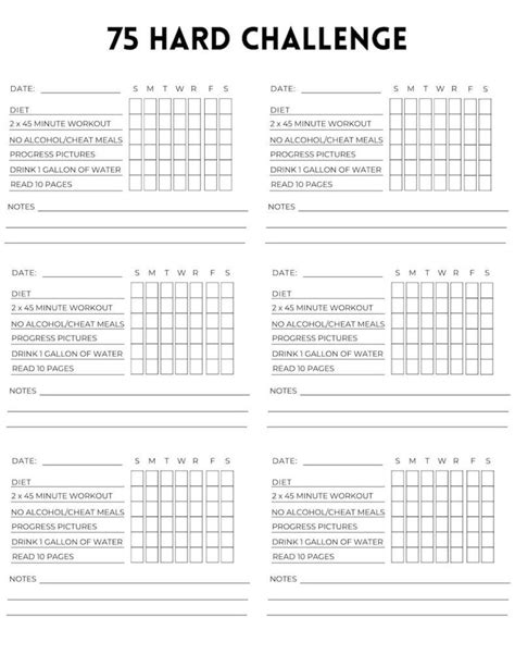 Printable 75 Hard Challenge Tracker Free MS Excel Version Etsy