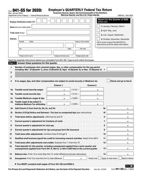 Printable 941 Form For 2020