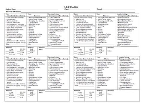 Printable Abc Data Sheet Checklist Printable Blank World