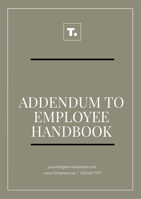 Printable Addendum To Employee Handbook Template Word Example