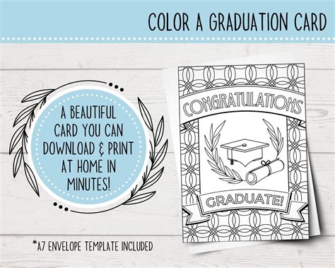 Printable Adult Coloring Graduation Card Graduate Card Etsy