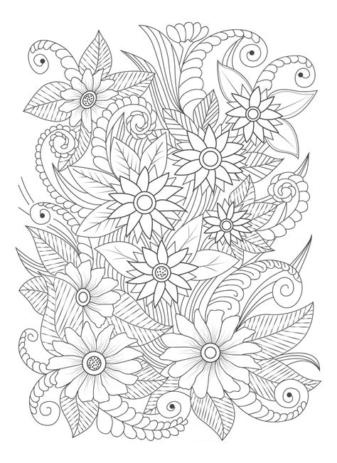 Printable Adult Flower Coloring Pages