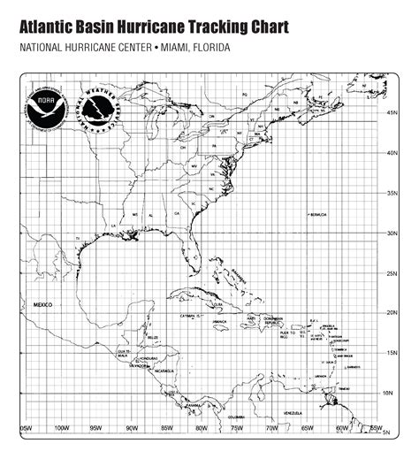 Printable Atlantic Hurricane Tracking Map