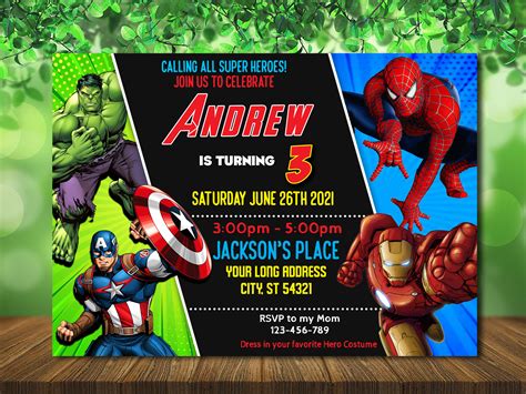 Printable Avengers Birthday Invitations