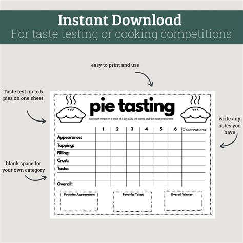 Printable Baking Contest Score Sheet