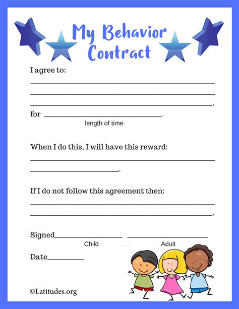 Printable Behavior Contracts For Kids Behavior Contract Contract Free Printable Behavior Chart