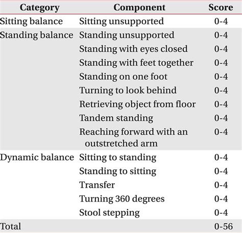 Printable Berg Balance Test Customize and Print