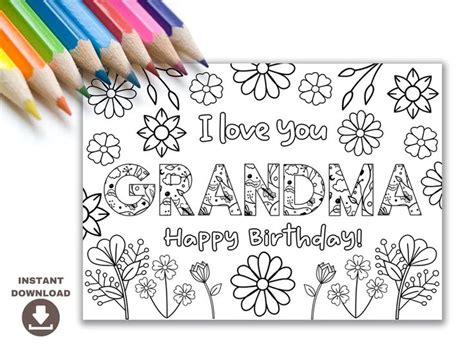 Printable Birthday Cards To Color For Grandma Printable Word Searches
