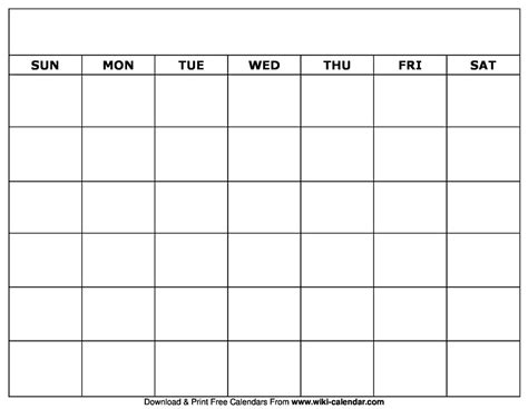 Printable Blank Calendar Templates World of Printables