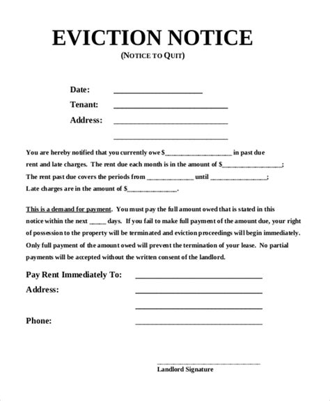 Printable Blank Eviction Notice