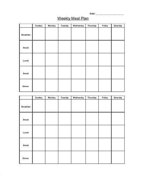 Printable Blank Weekly Menu Templates in 2021 Weekly menu template