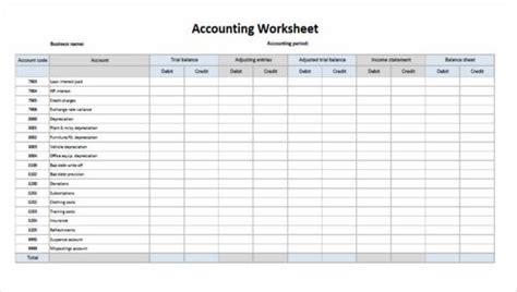 Printable Bookkeeping Form and Accounting Template