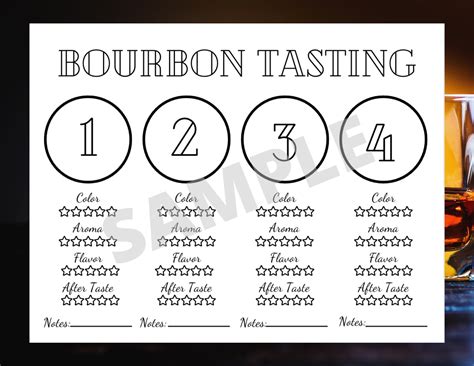 Printable Bourbon Tasting Sheet