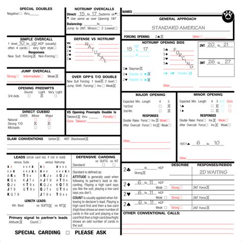 Printable Bridge Convention Card Check Out How Easy It Is To Complete