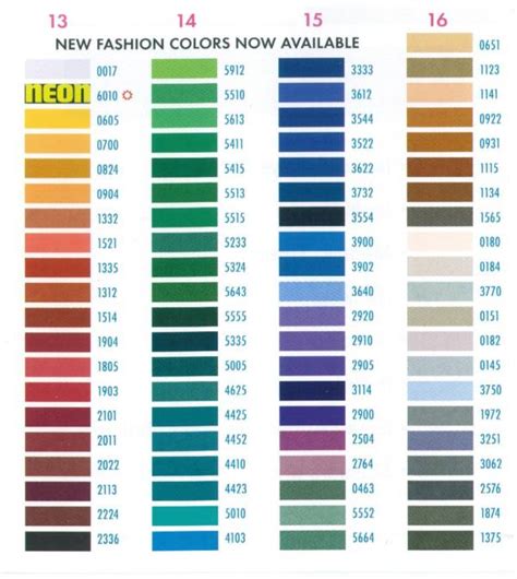 Printable Brother Embroidery Thread Color Chart