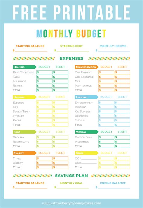 Printable Budget Sheet