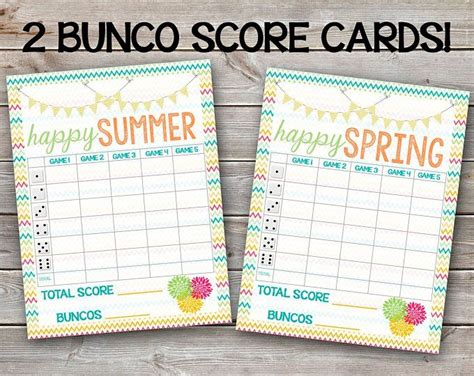Printable Bunco Score Sheet SetDigital Files Score Sheet Etsy