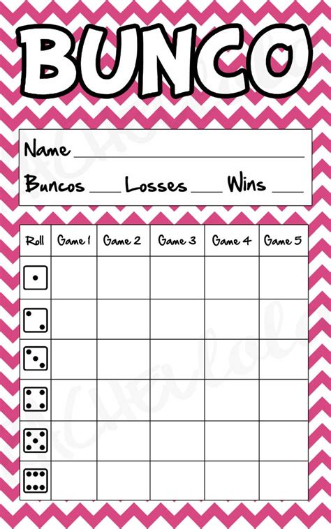 Printable Bunco Score Sheets Free