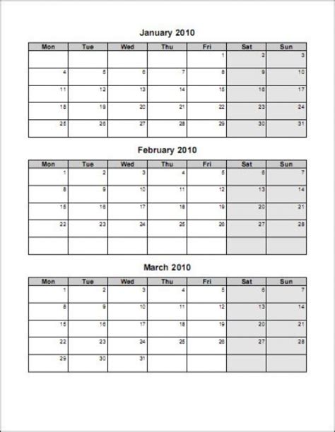 Printable Calendar 3 Month