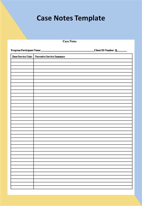 Printable Case Notes Template