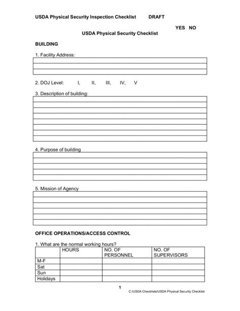 Printable Cctv Daily Checklist Operator Form Usda Physical in Physical Security Report Template
