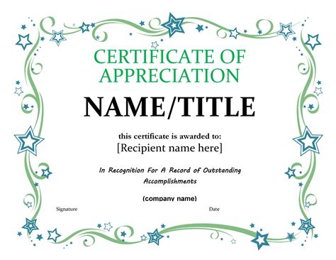 Printable Certificate of Recognition Award …