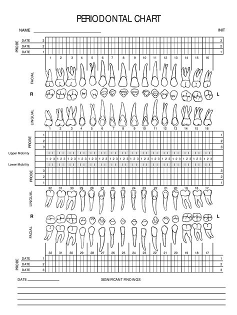 Printable Chart printableperiochart1 Printable Perio Chart Dental charting, Chart
