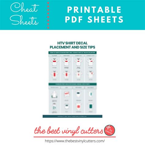 Printable Cheat Sheets For HTV Shirt Decals Beginners Guide PDF Instant