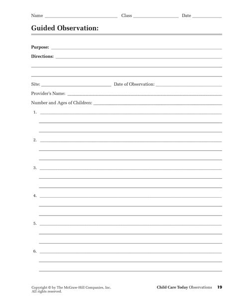 Printable Child Observation Form Template