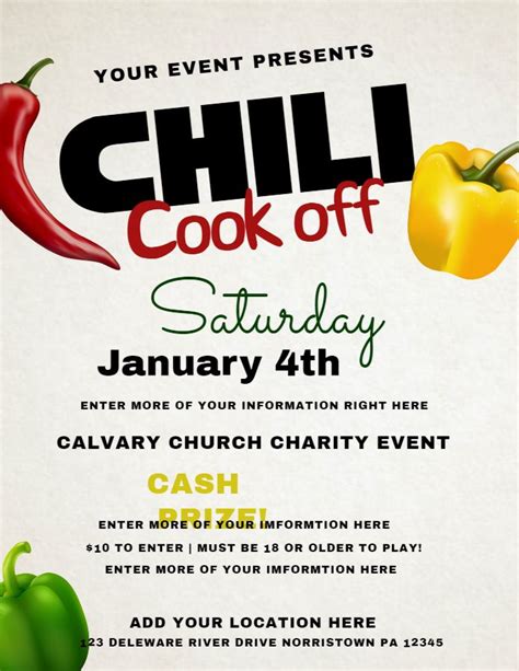 Printable Chili Cook Off Flyer Template Free