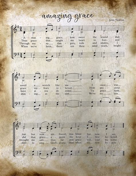 Printable Christian Hymn Set of 3 Amazing Grace Old Etsy Christian
